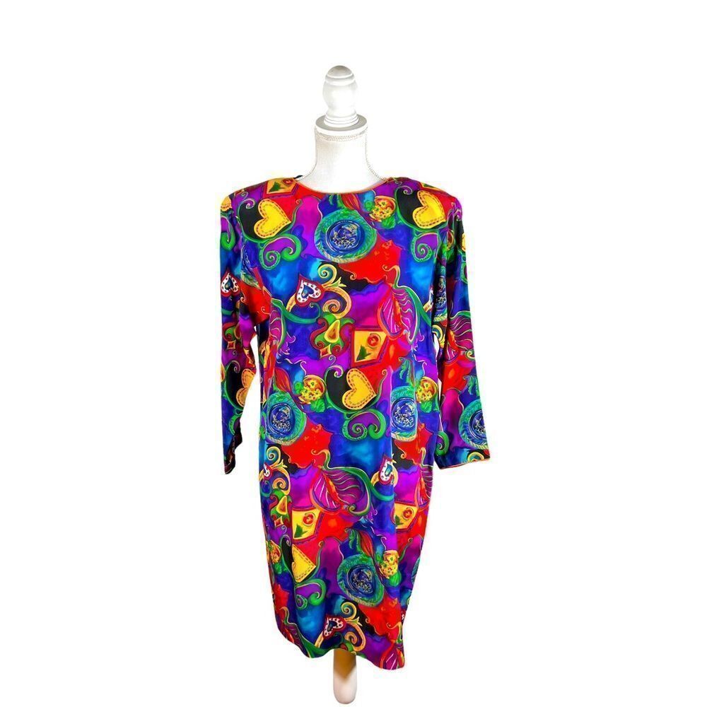 Vintage Pat Argenti Vibrant Psychedelic Vibrant Pure Silk Dress